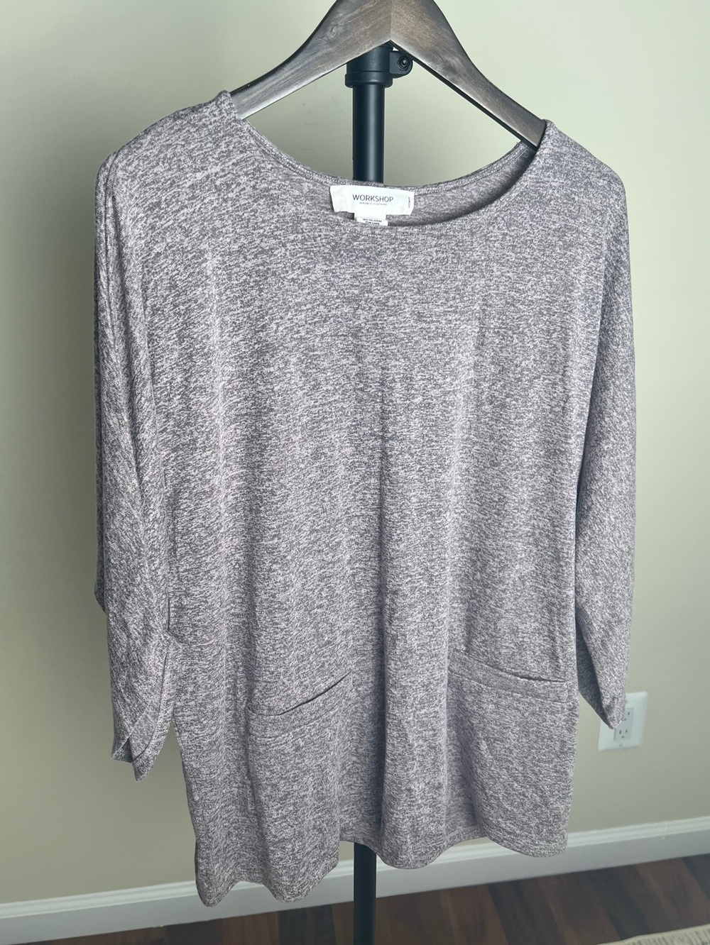 Workshop Republic Clothing Heather Grey Dolman Sleeve Top - Plus Size 2X